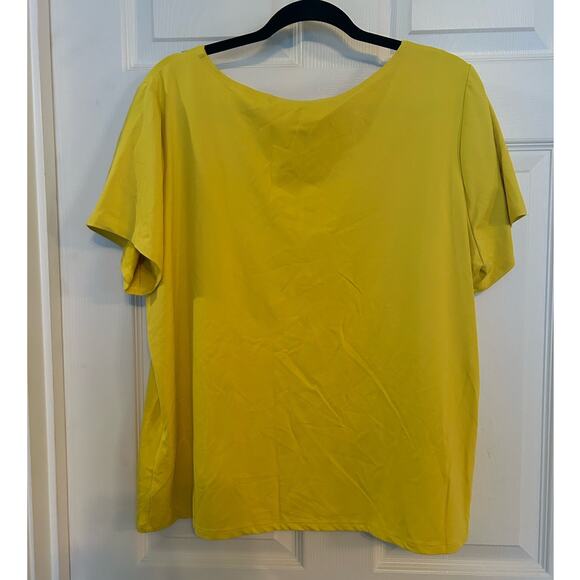 Ruby Rd. Yellow blouse with embellished neck line, 1X - Picture 3 of 5